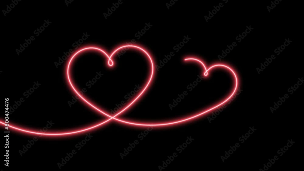 Neon hearts. love . Valentine's Day. One line drawing. Neon hearts. love . Valentine's Day. One line drawing.