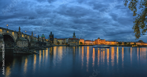 Blue hour above the Vltava river in Prague. photo
