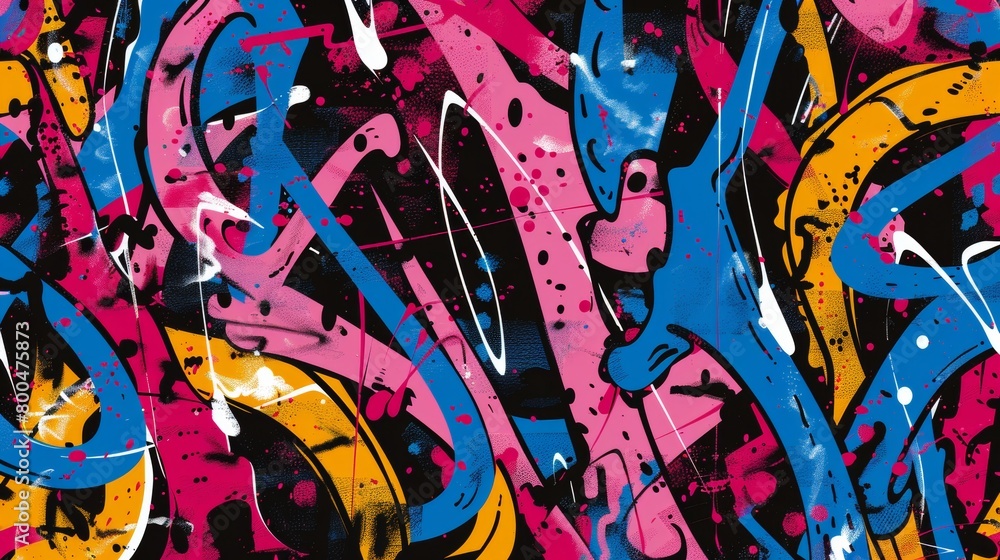 A bold abstract pattern inspired by urban graffiti and street art. A bold abstract pattern inspired by urban graffiti and street art.