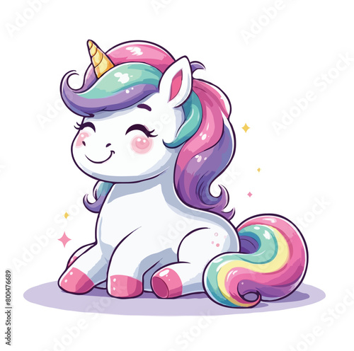 Cute unicorn vector cartoon illustration
