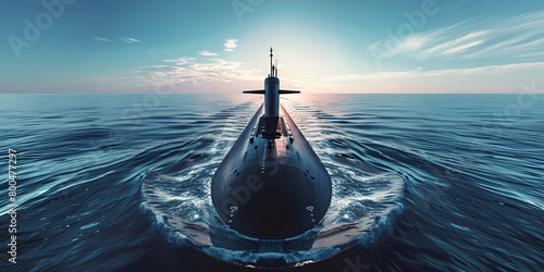 Arafed view of a submarine in the middle of the ocean  photo