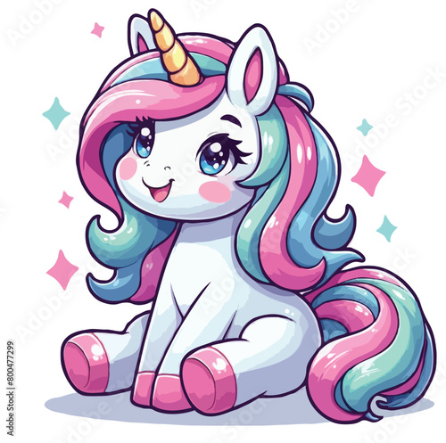 Cute unicorn vector cartoon illustration