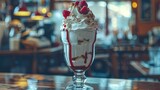  a sundae topped with whipped cream and raspberries