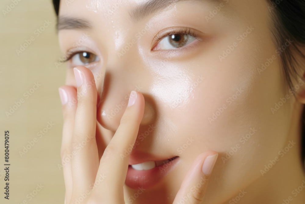 Fototapeta premium 女, 女性, モデル, 美しい女性, 化粧, スキンケア, クリーム, 美容, woman, female, model, beautiful women, makeup, skin care, cream, beauty
