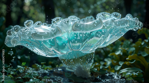 turquoise glowing glimmering enchanted magical mushroom generative art
