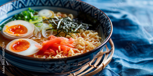 Ramen noodles on the table photo