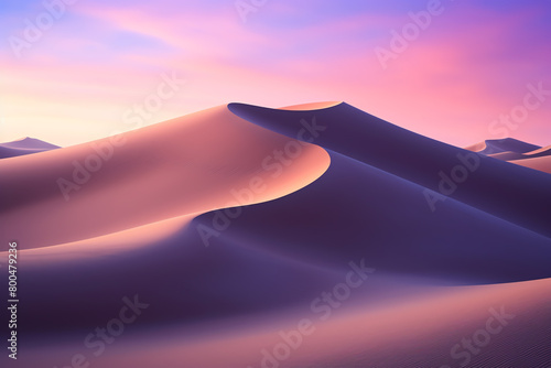 Desert dunes at twilight  soft gradient sky  vast and silent expanse