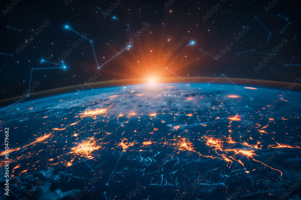 Obraz premium earth data network