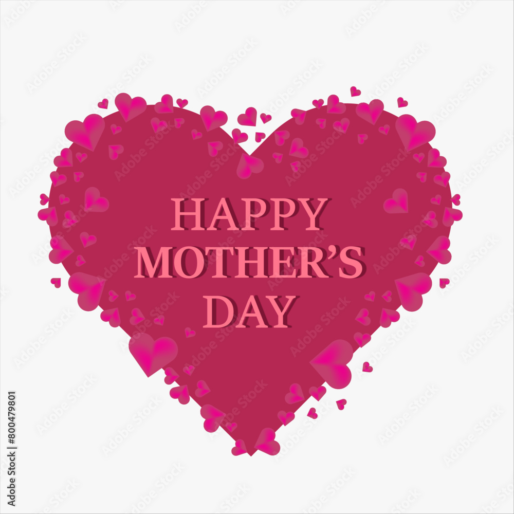 happy mother day greeting design with pink heart. Symbol of love 