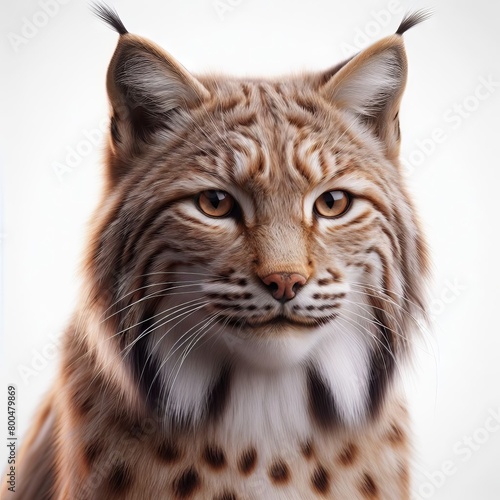 portrait of a lynx on white