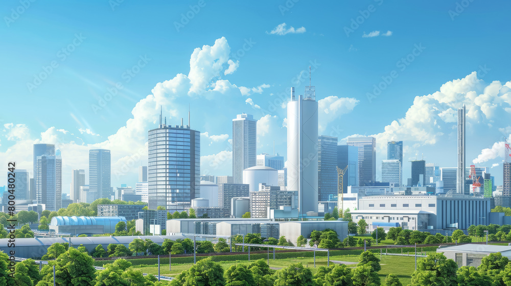 City Skyline with Integrated Nuclear Waste Facility City Skyline with Integrated Nuclear Waste Facility