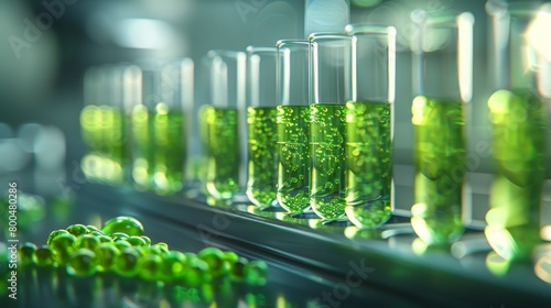 Advanced Green Biotechnology in Laboratory Setting: Test Tubes and Research. Generative ai © Iuliia Metkalova