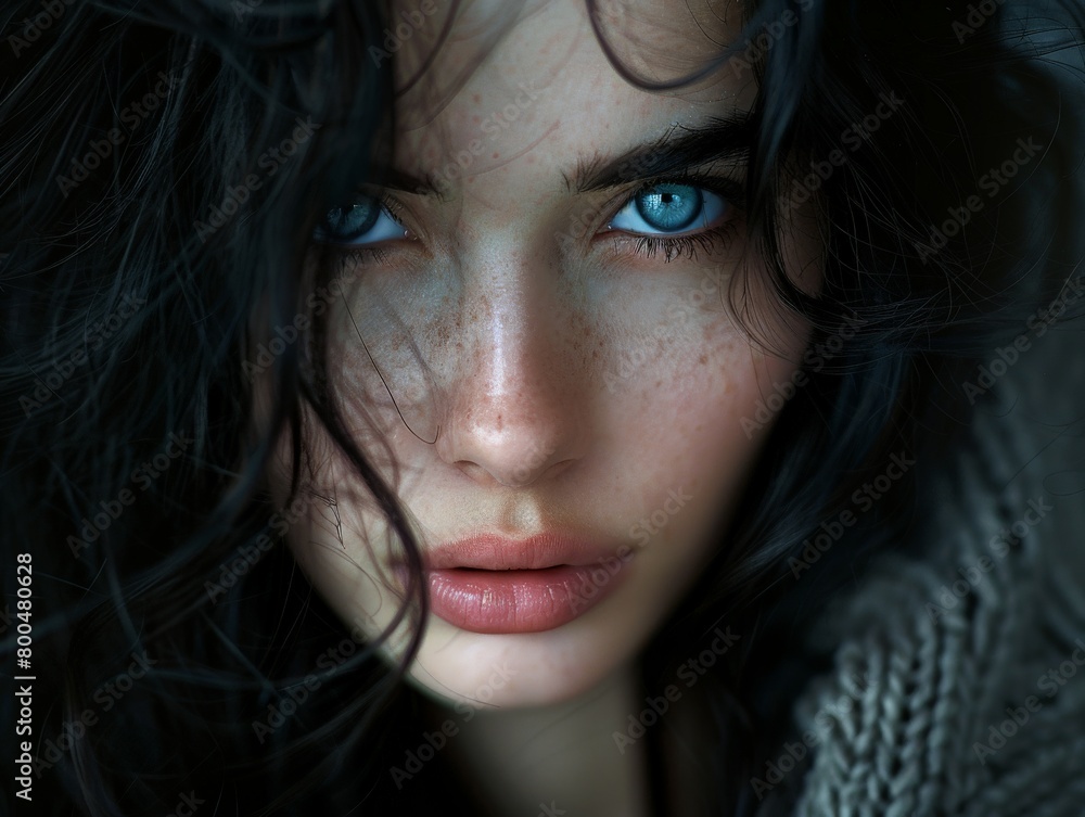 Close Up of Woman With Blue Eyes Close Up of Woman With Blue Eyes