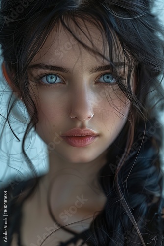Close Up of a Woman With Blue Eyes