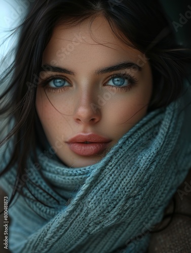 Close Up of Person Wearing a Scarf