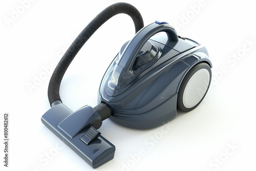 A bagged canister vacuum cleaner with a HEPA media filter and adjustable suction control isolated on a solid white background.