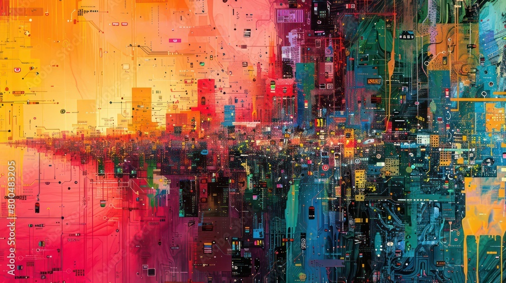 Obraz premium artistic city digital illustration background