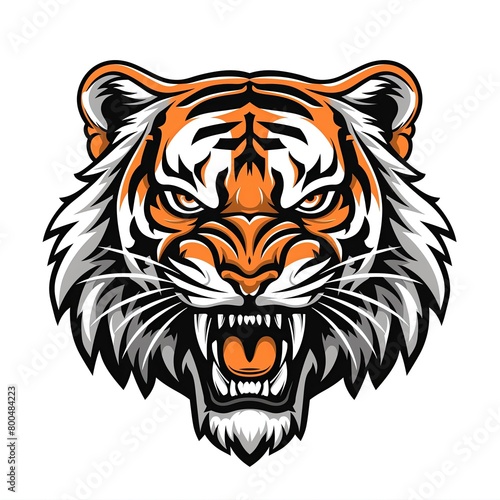 Angry tiger head logo design vector illustration with white background