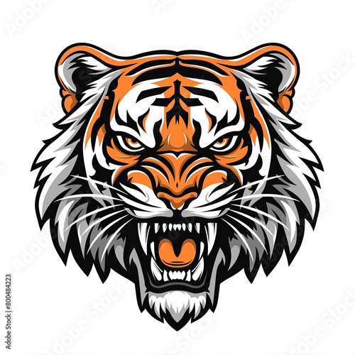 Angry tiger head logo design vector illustration with white background