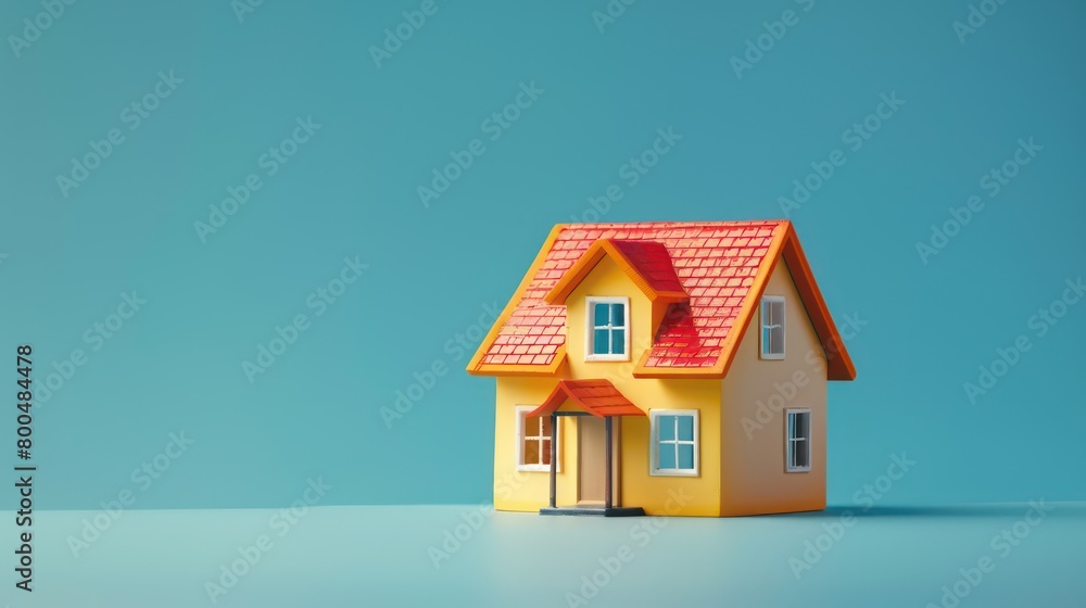 real estate tridimensional dummy small house on a light blue background real estate tridimensional dummy small house on a light blue background