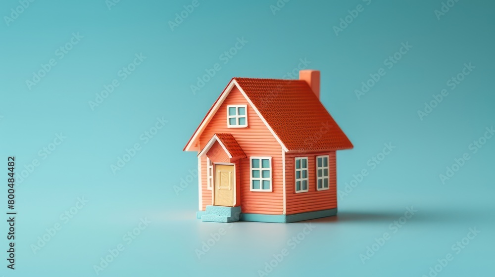 real estate tridimensional dummy small house on a light blue background real estate tridimensional dummy small house on a light blue background