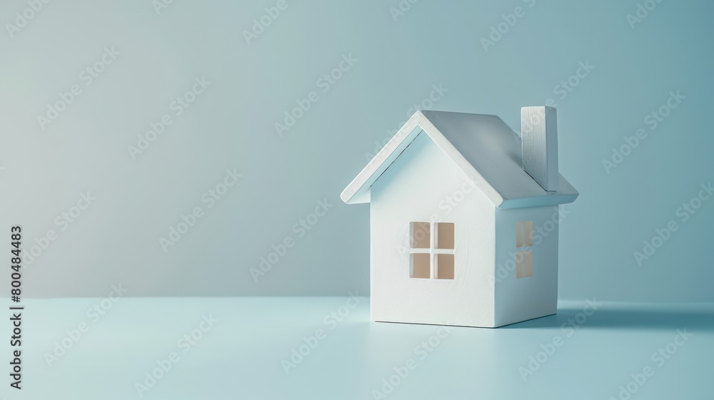 real estate tridimensional dummy small house on a light blue background real estate tridimensional dummy small house on a light blue background