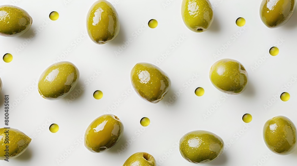 green olives scattered on a neutral background green olives scattered on a neutral background
