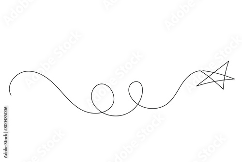 Line Art Star Illustration. Sketch Simple Line Star Isolated on White Background. Continuous Line Modern Drawing. Editable vector Thin Curve Stroke Decoration. Christmas and new Year Wish Theme