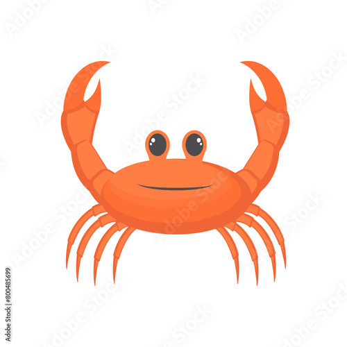 Crab. Sea animal - crab. Cute cartoon crab with eyes. Vector illustration