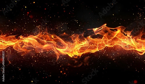 Close up of fire flames on black background  © Cetin