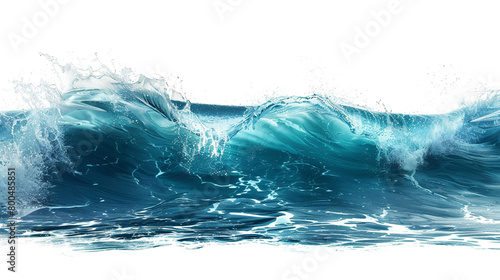 A deep ocean teal tide wave isolated on solid white background. photo