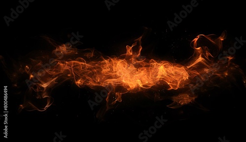 Close up of fire flames on black background 