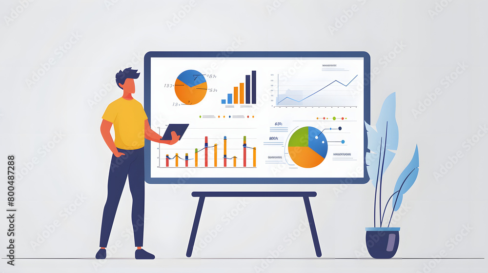 Marketing expert pointing at a chart on desktop Marketing expert pointing at a chart on desktop