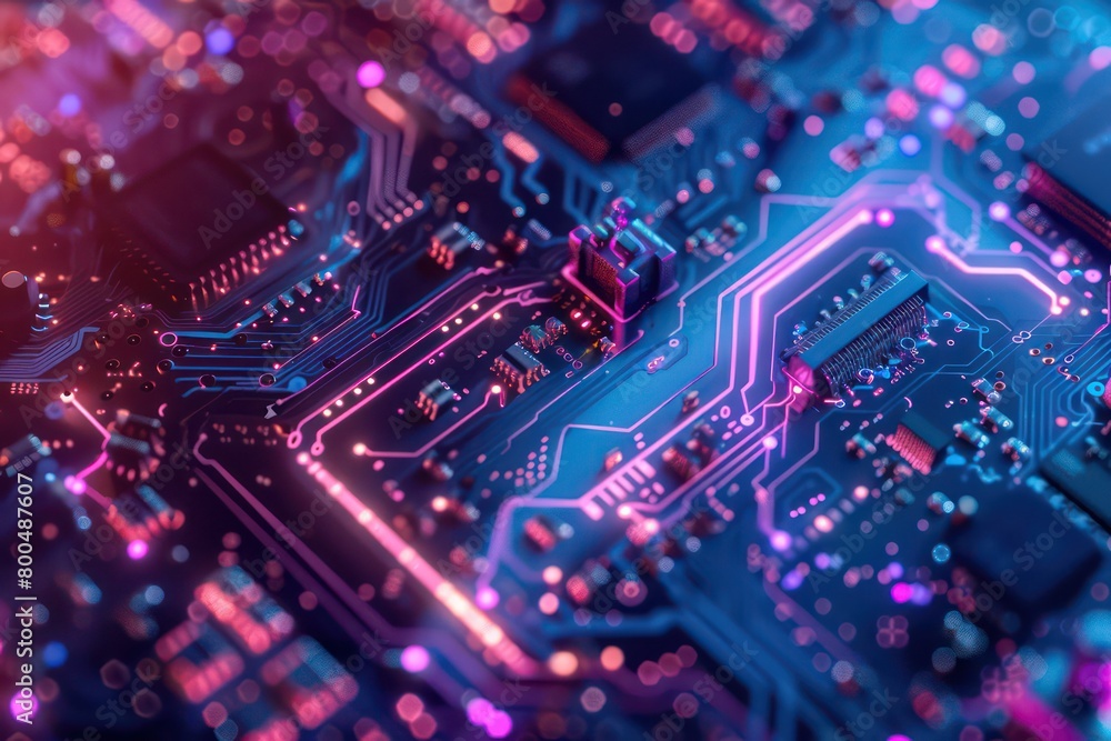 Obraz premium circuit board illustration background with nice contrast and details