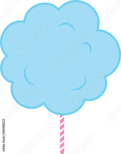Blue Cotton candy on stick sweet icon.