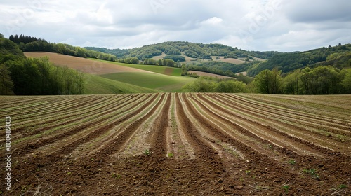 Ploughed Fields, agricultural sector farmer land background.