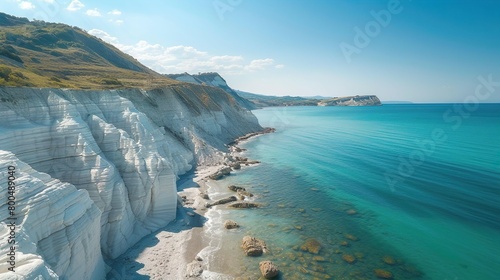 Fototapeta Naklejka Na Ścianę i Meble -  Beautiful White coastline of Scala dei Turchi, White mountain, beach and sky view.