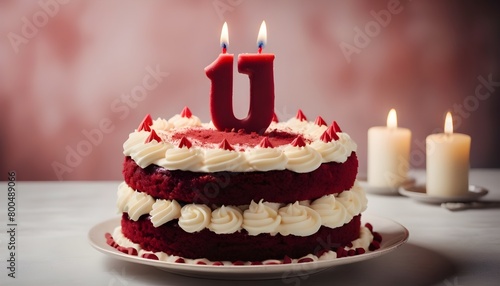 Homemade Sweet Birthday Cake with Candles Ready to Serve.