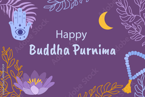 Vector Illustration for Happy Buddha Purnima, Vesak holiday festival background