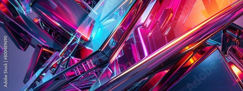 A futuristic abstract design featuring sleek metallic surfaces and neon accents.