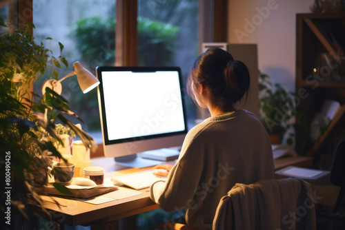 Wallpaper Mural 女, 女性, 勉強, 仕事, パソコン, 仕事をする女性, 女性の後ろ姿, デスクワーク, Woman, female, study, work, computer, woman at work, woman working, woman behind, desk job Torontodigital.ca