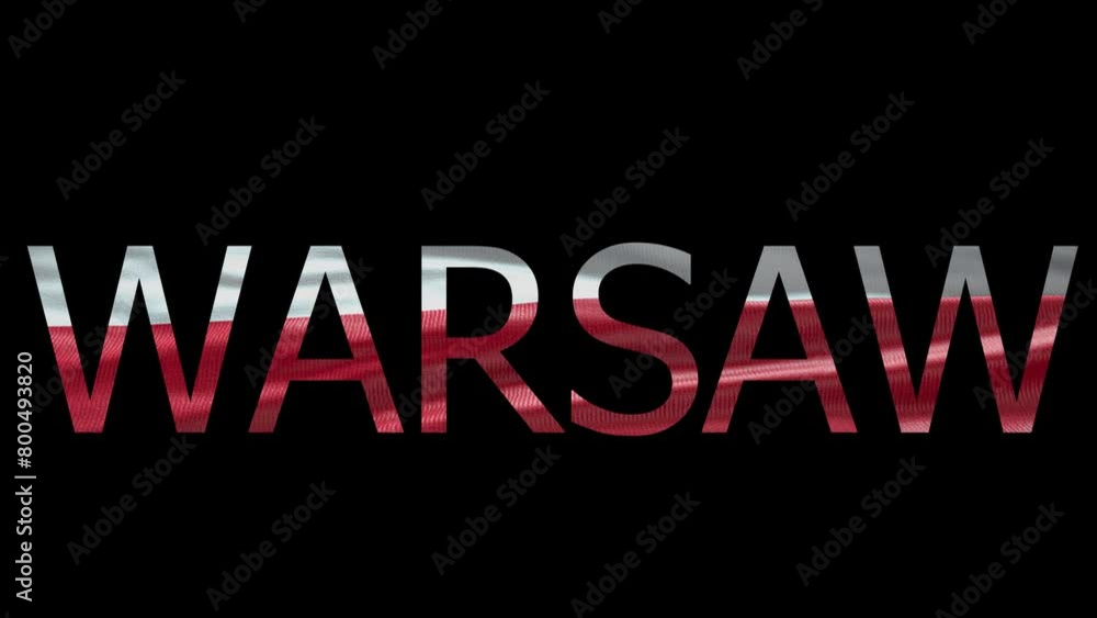 Warsaw Name on Transparent Background. Waving Flag Warsaw Name on Transparent Background. Waving Flag