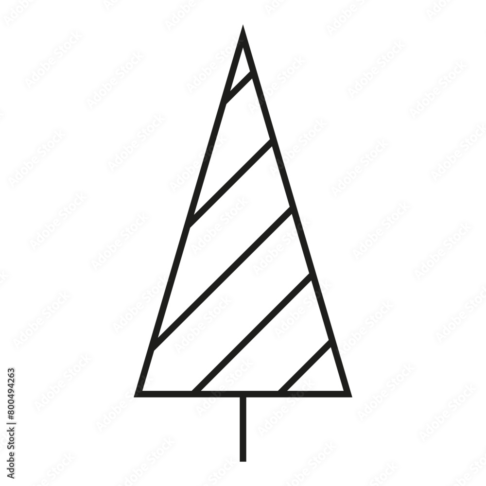 Minimalist striped Christmas tree vector icon Minimalist striped Christmas tree vector icon