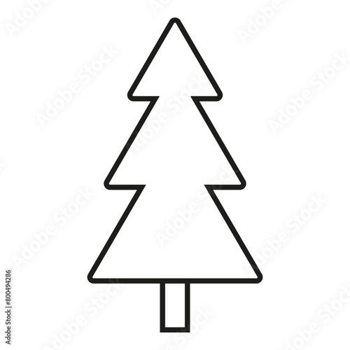 Simplified fir tree line art for holiday design