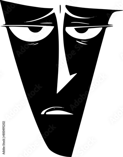 A dynamic silhouette of a dramatic facial expression, ideal for artistic representations or themes involving strong emotions and personality.