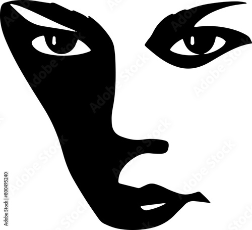 A dynamic silhouette of a dramatic facial expression, ideal for artistic representations or themes involving strong emotions and personality.