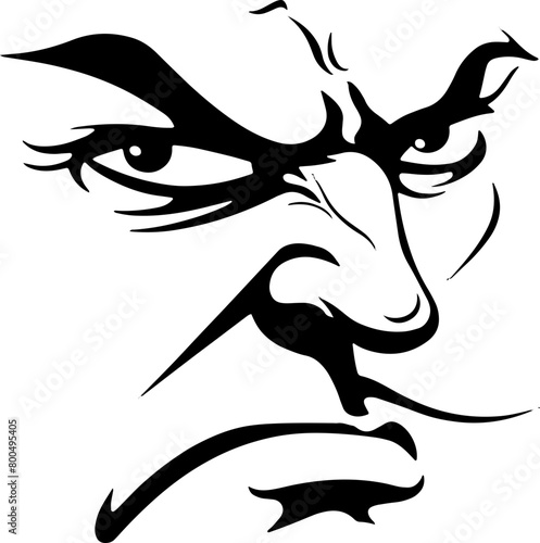 A dynamic silhouette of a dramatic facial expression, ideal for artistic representations or themes involving strong emotions and personality.