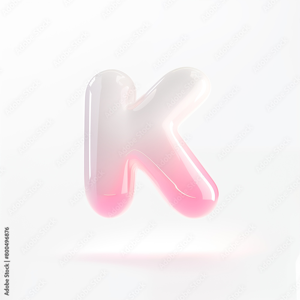 3d bold glance letter K floating on the white background 3d bold glance letter K floating on the white background