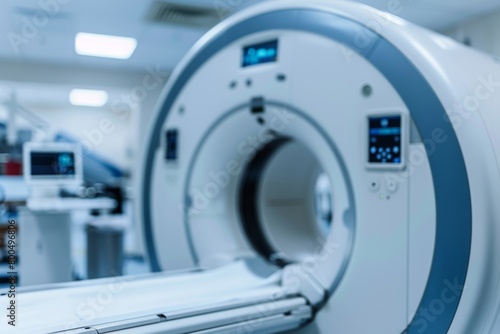 Advanced mri or ct scan medical diagnosis machine at hospital lab banner with copy space