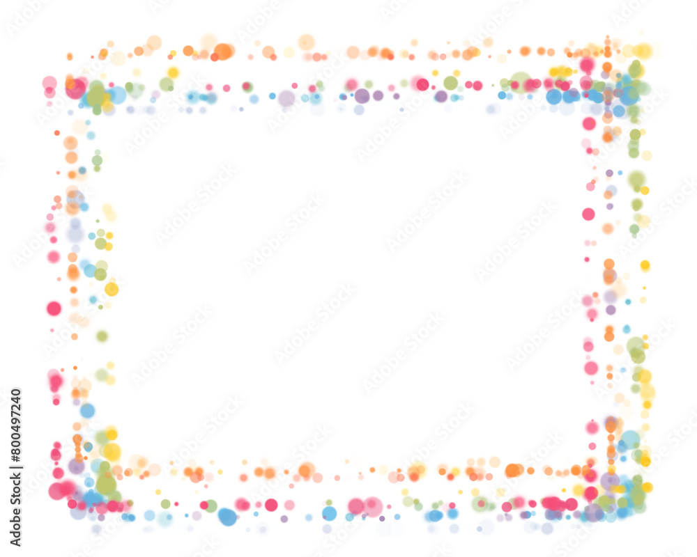 Rectangular frame made of transparent multicolored roundels with a bokeh effect Rectangular frame made of transparent multicolored roundels with a bokeh effect